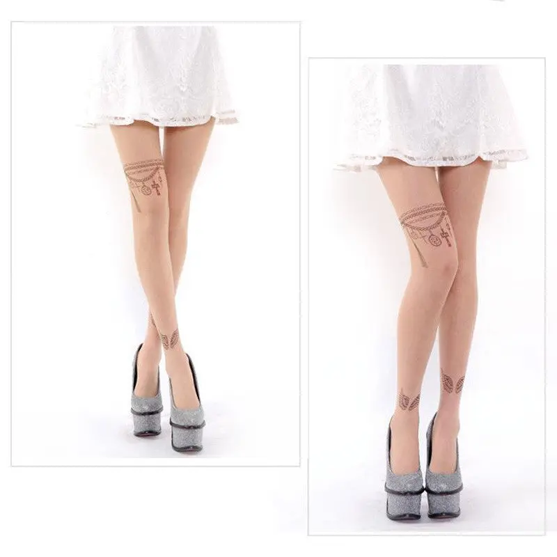 Super 5 Styles Sexy Stockings Womens Trendy Tattoo Pattern Sheer Temptation Tights Stockings & Feida 3