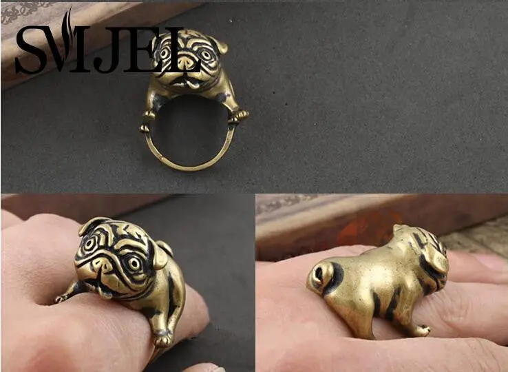 Super Cute Dog Punk Animal Ring Grandiose Dog Adjustable Vintage Rings R324 1
