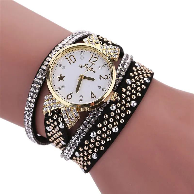 Super Deal Bling Watch , Women Watches Retro Bracelet Watch Leisure Quartz Watch Dress Montre Relojes Mujer Feida 1