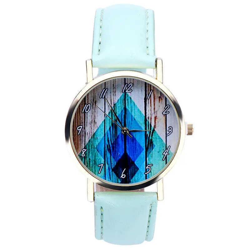 Super Deal Geometry Printed Dress Watch Women Vintage Vouge Leather Analog Quartz Wrist Watch Relogio Feminino 3