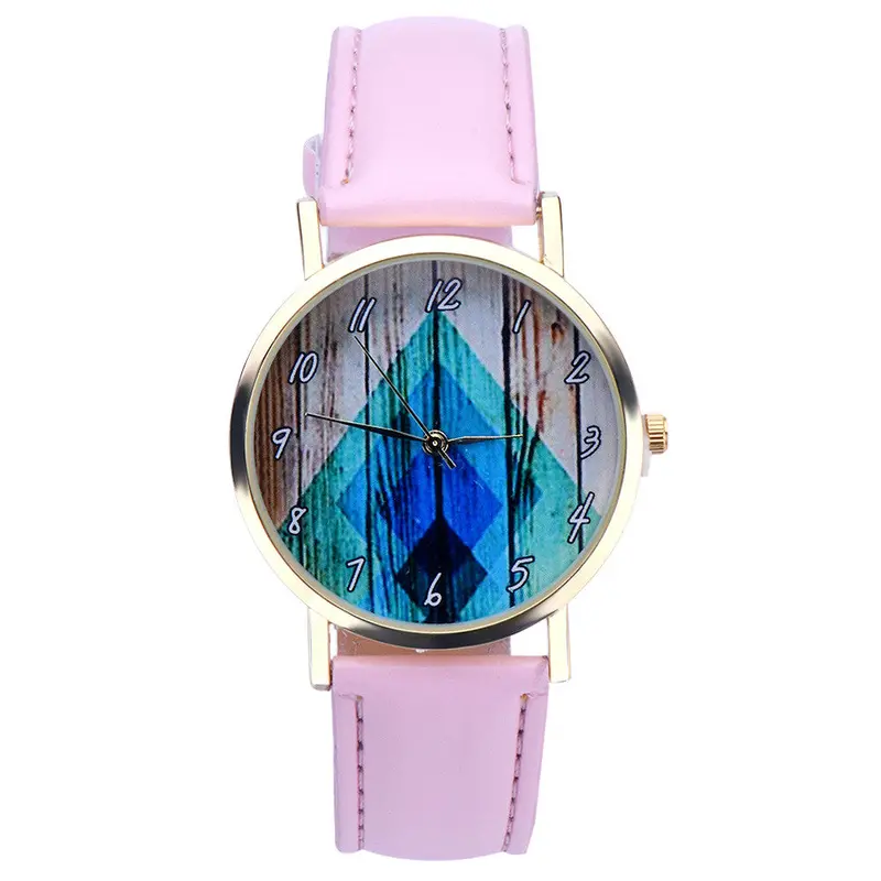 Super Deal Geometry Printed Dress Watch Women Vintage Vouge Leather Analog Quartz Wrist Watch Relogio Feminino 4