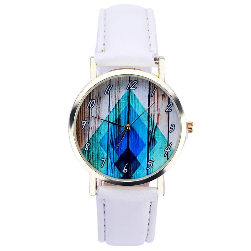 Super Deal Geometry Printed Dress Watch Women Vintage Vouge Leather Analog Quartz Wrist Watch Relogio Feminino 5
