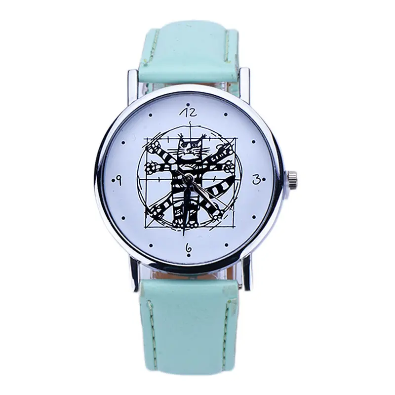 Super Deal Girls Cute Watch Women Leather Analog Quartz Wrist Watch Bracelet Hour Boy Girl Cat Printed Montre Best Gift 1