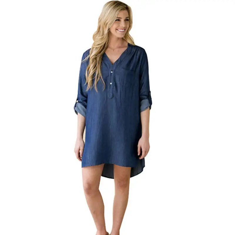 Super Deal Jeans Women's Casual Plus Size Vestidos Style Denim Dresses Big Sizes Party Dress Personality Loose Robe 1