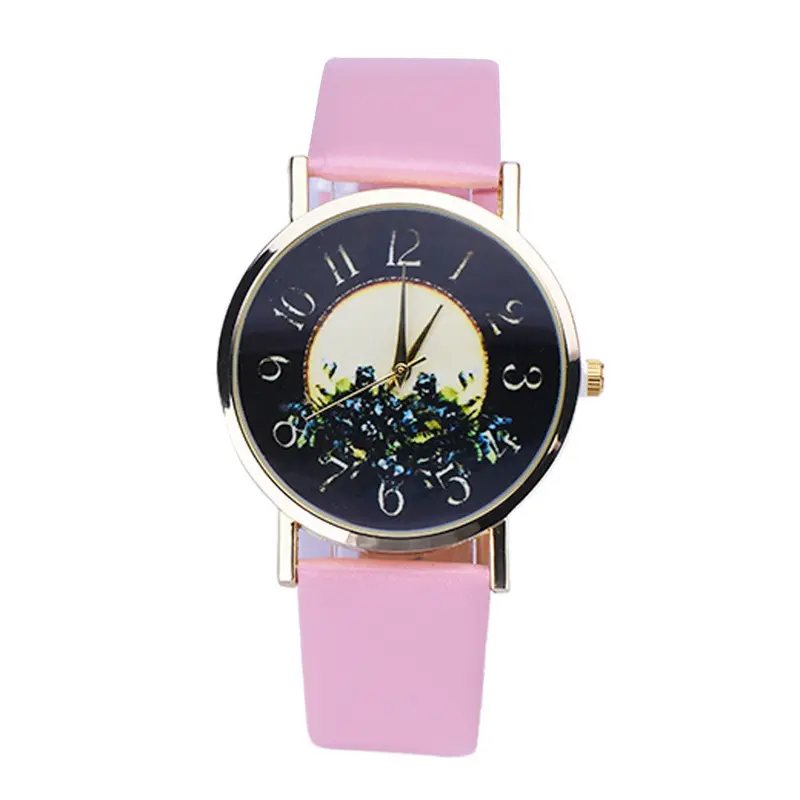 Super Deal Rural Style Women Watch Casual Lady Leather Dress Watches Printed Girl's Bracelet Gift Hour Montre 4