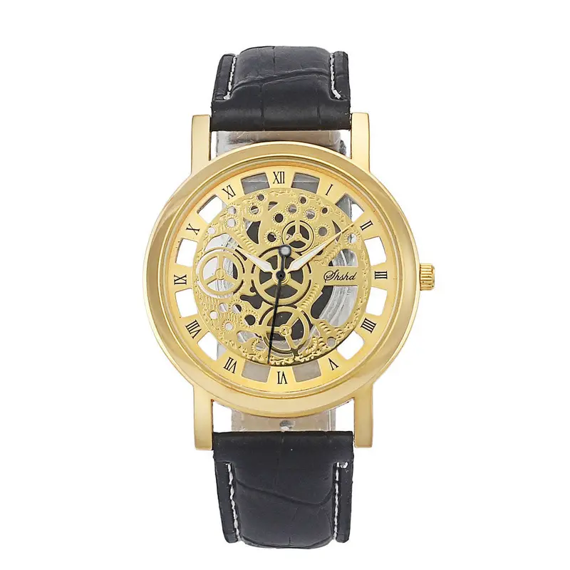 Super Deal Vintage Steel Luxury Men Watch Leather Men's Business Quartz Wrist Watch Hollowout Reloj Montre Zh509 1