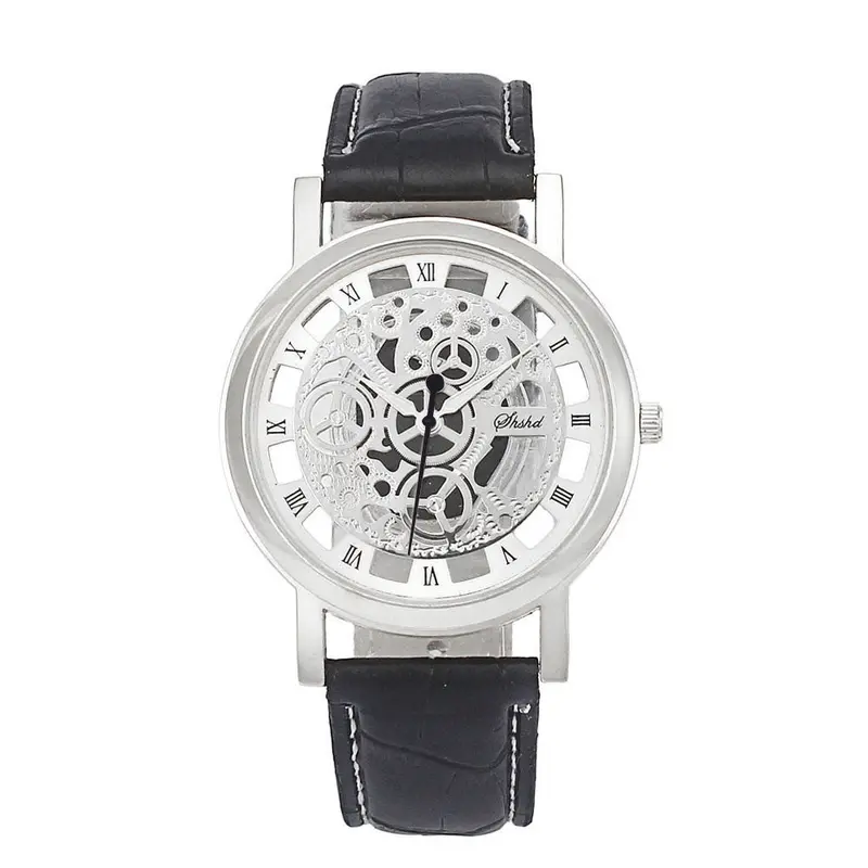 Super Deal Vintage Steel Luxury Men Watch Leather Men's Business Quartz Wrist Watch Hollowout Reloj Montre Zh509 2