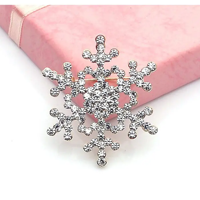 Super Deal Women's Brooch Pin Crystal Rhinestone Bling Brooches With Large Snowflake Snow Theme 1