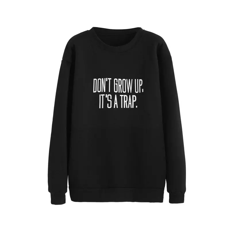Super Deals Hoodies Women Letter Printing Long Sleeve Round Neck Sweatshirt Shirt Top Sudaderas Mujer Black/Gray/Pink Feida 7