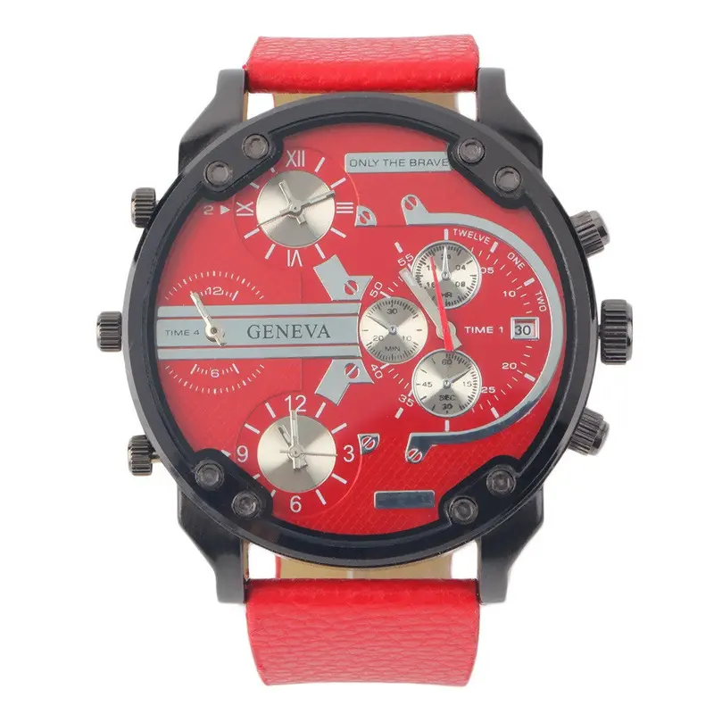 Super Large Round Classic Quartz Analog Watch Mini Sub Dials Pu Band Sports Relogio Feminino 1
