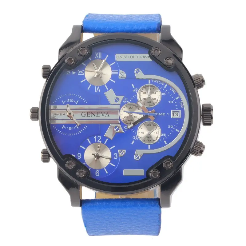 Super Large Round Classic Quartz Analog Watch Mini Sub Dials Pu Band Sports Relogio Feminino 2