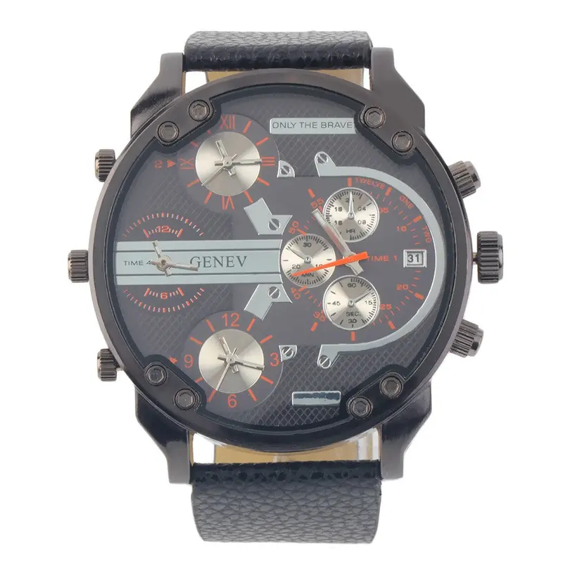 Super Large Round Classic Quartz Analog Watch Mini Sub Dials Pu Band Sports Relogio Feminino 4
