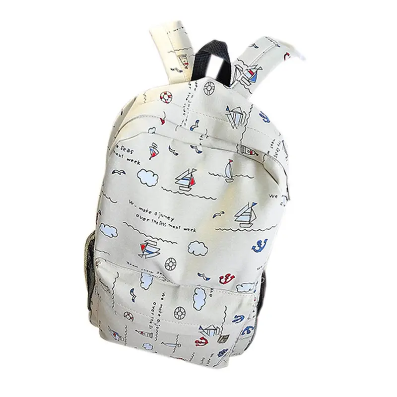 Super Quality Doubleshoulder Bag Students Canvas Backpack School Rucksacks For Girls Women Smile 1