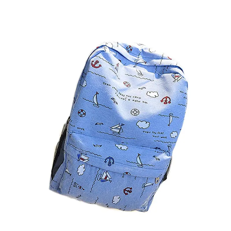 Super Quality Doubleshoulder Bag Students Canvas Backpack School Rucksacks For Girls Women Smile 2