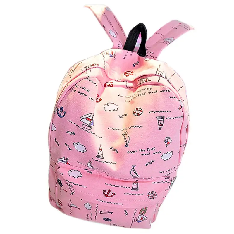 Super Quality Doubleshoulder Bag Students Canvas Backpack School Rucksacks For Girls Women Smile 4