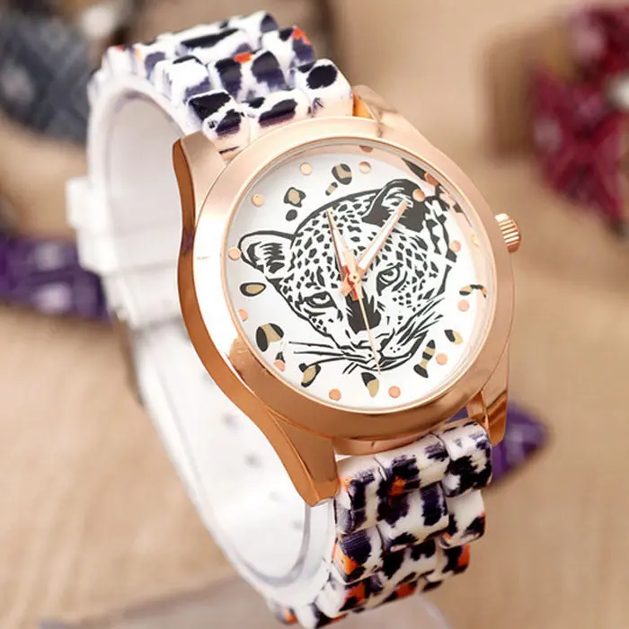 Super Vogue Women Dress Watch Leopard Head Print Lady Watch Leopard Silicone Band Relojos Assistir Mujer 1