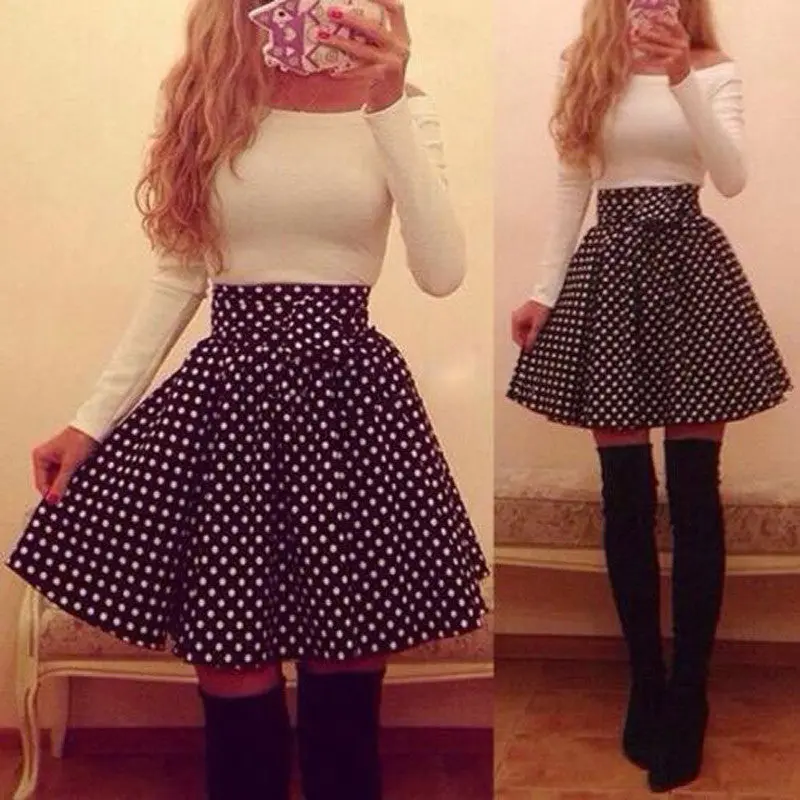 Super Women Preppy Style Dot Cute Ball Gown Slim Dress Tight Clothing Pinup Girls Vestidos 1