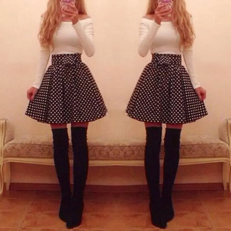 Super Women Preppy Style Dot Cute Ball Gown Slim Dress Tight Clothing Pinup Girls Vestidos 2
