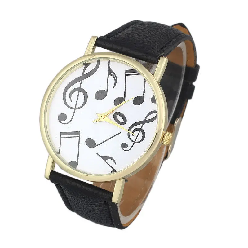 Superbcasual Musical Notes Women Men Leather Band Analog Quartz Dial Wrist Watch 1