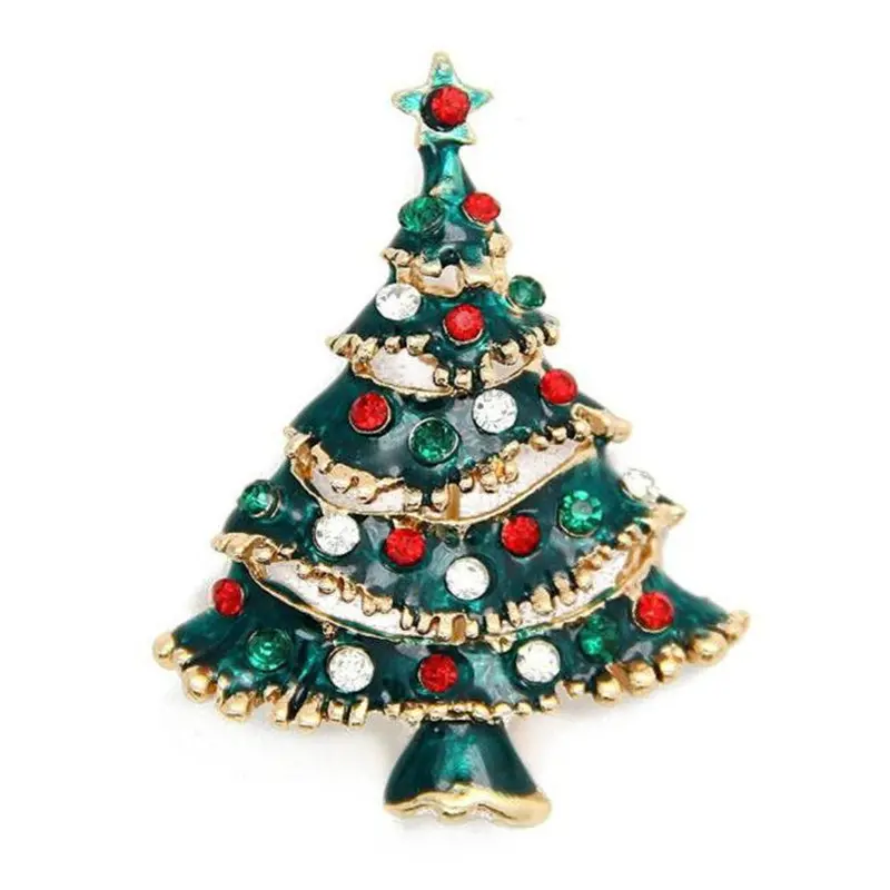 Susenstoen Christmas Gifts Brooch Rhinestone Christmas Tree Brooch Pin Xmas Broches Fast Shipping Feida 1