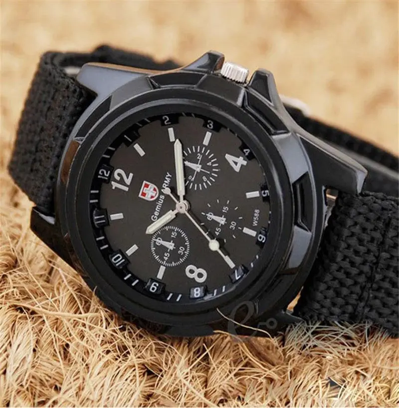 Susenstone Quartz Wristwatch Casual Watch Gemius Army Racing Force Military Sport Men Officer Fabric Band Watch Relogio 2