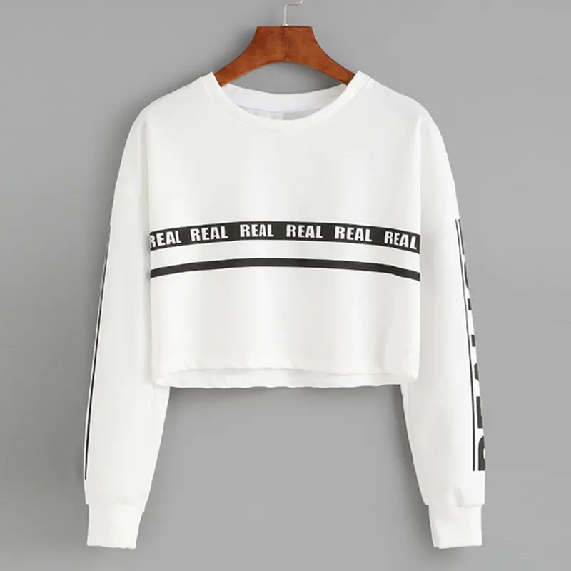 Svits Women Sudaderas Mujer Hoody White Letter Print Crop Sweatshirt Top Hoodies Suit Women Feida 1