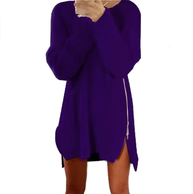 Sweater Dress Women Side Zip Chunky Knitted Cardigans Baggy Vintage Dress Plus Size Fast Shipping Feida 8