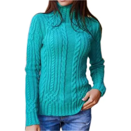 Sweater Shirts Womens Twist Turtleneck Solid Long Sleeve Casual Slim Knit Sweater Pullovers Tops Sweater M0458 3