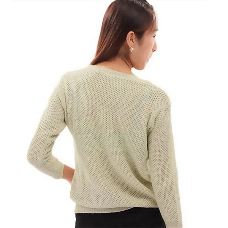 Sweaters Women Long Sleeve Round Neck Hollow Pullover Jumper Loose Sweater Knitwear Tops M0447 4