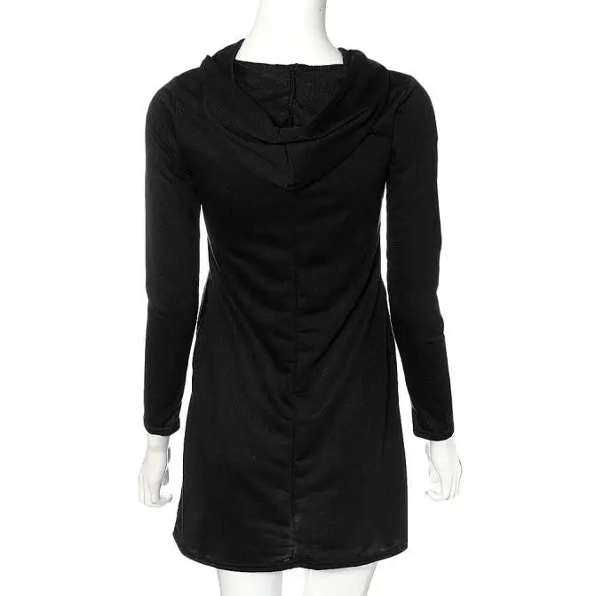 Sweatshirt Dress Women's Casual Long Sleeve Hooded Front Pocket Sweatshirt Robe Dress Big Sizes Robe Ropa Mujer 8