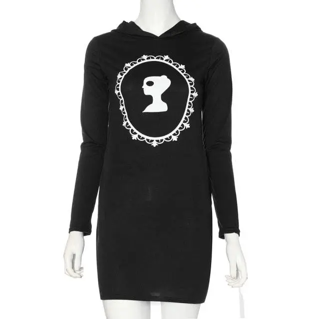 Sweatshirt Dress Women's Casual Long Sleeve Hooded Front Pocket Sweatshirt Robe Dress Big Sizes Robe Ropa Mujer 9