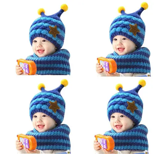 Sweet Child Cute Baby Wool Hat Hooded Scarf Earflap Knit Cap Toddler European And American Popular 1