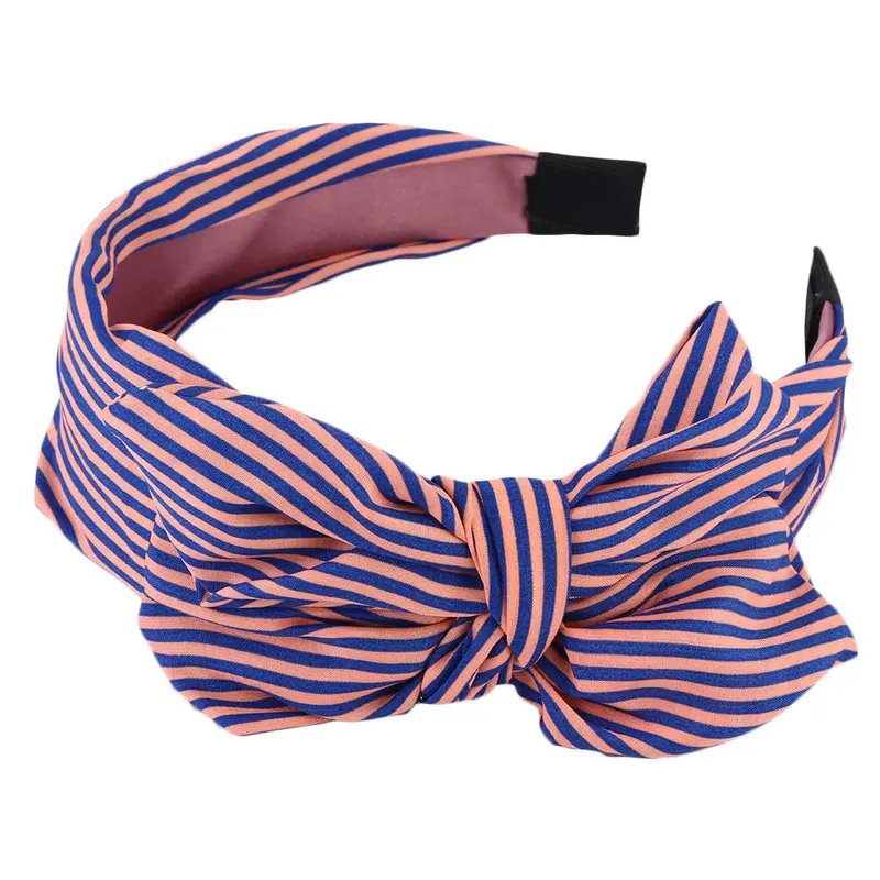 Sweet Lady Girls Cute Floralpolka Dotsstripe Bow Ribbon Headband Bowknot Hairbands Vintage Head Accessory 2