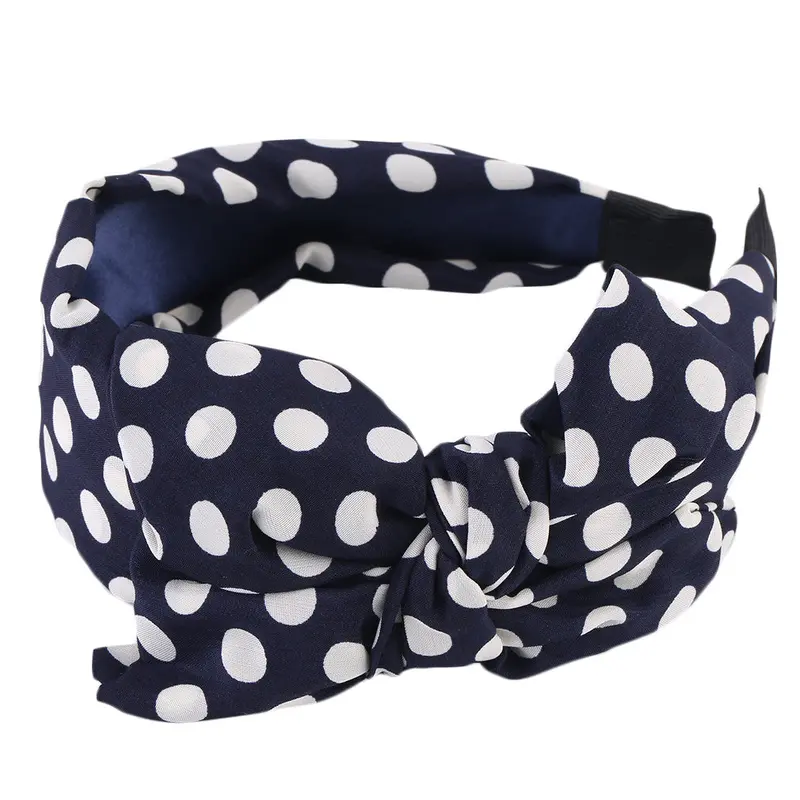Sweet Lady Girls Cute Floralpolka Dotsstripe Bow Ribbon Headband Bowknot Hairbands Vintage Head Accessory 4