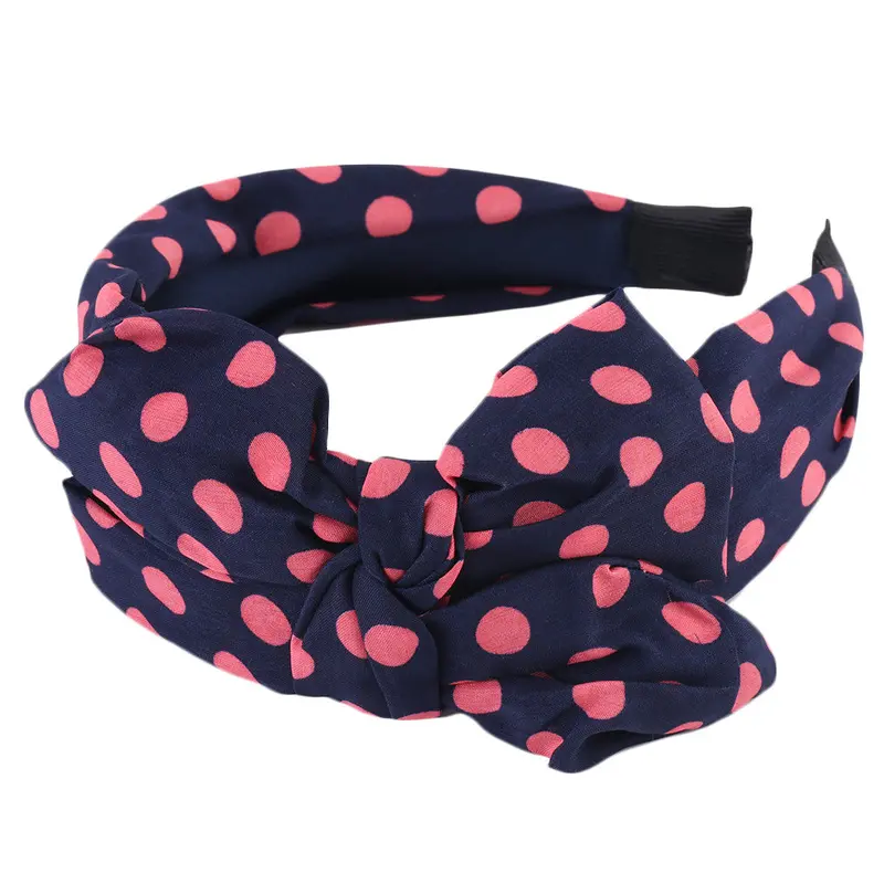 Sweet Lady Girls Cute Floralpolka Dotsstripe Bow Ribbon Headband Bowknot Hairbands Vintage Head Accessory 5