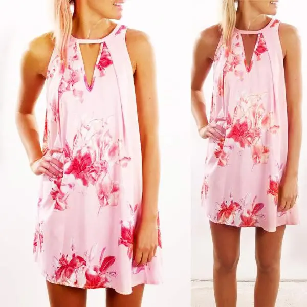 Sweet Lolita Dress Sleeveless Loose Chiffon Sandy Beach Short Dress Plus Size Women Clothing Feida 3