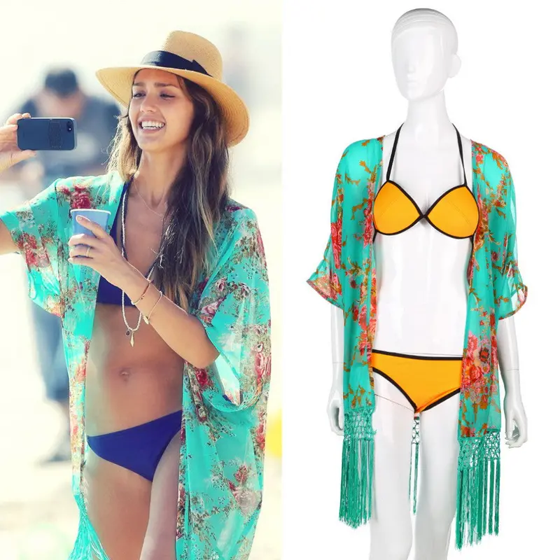 Swimwears Print Sexy Cover-Upsbeach Dress Swimwear Bikini Cover Up Beach Dresses 2