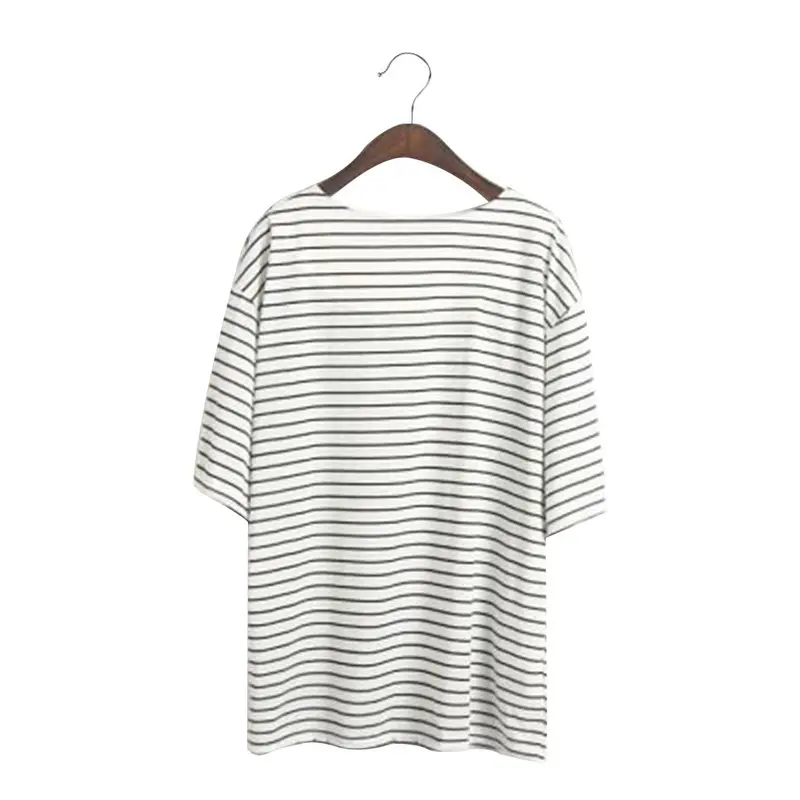 T Shirtall-Match Basic Tee Shirt Femmetop Young Girl Stripe Loose Half Sleeve T-Shirts 3