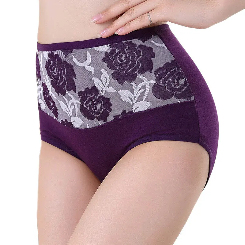 Tanga Underwear Women Sexy High Waist Panties Women's Health Beauty Cotton Blend Briefs String Plus Size 1