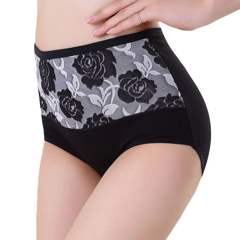 Tanga Underwear Women Sexy High Waist Panties Women's Health Beauty Cotton Blend Briefs String Plus Size 9