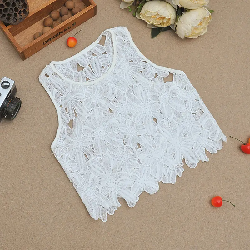 Tank Tops Design Hollow Lace Vest Crop Tops Women's Tank Top Stretch Women's Tanks Flower Print Beach Shirt 7