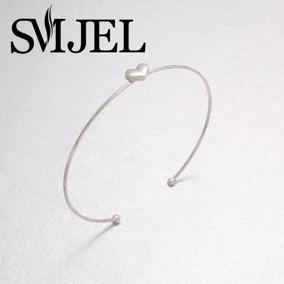 Textured Mini Size Love Heart Thin Wire Bangle Cuff Bracelet G046 1