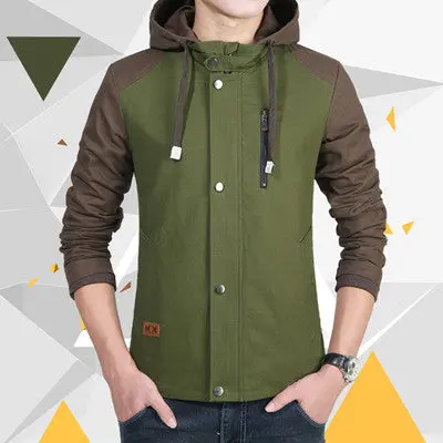 Thick Jackets And Coatswarm Hooded Outwears Patchwork Zipper Slim Fits Casual Overcoats 1