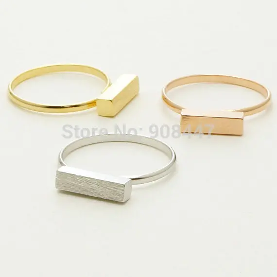 Thick Modern Bar Ring Silvergoldrose Gold Orthogon Rectangle Ring,Geometric Cuboid Rings R247 1