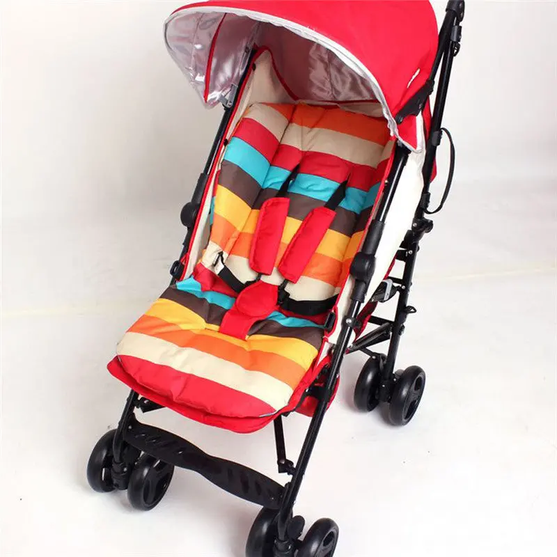 Thick Striped Rainbow Infant Baby Stroller Car Seat Cushion Pushchair Mat Cushion Cover Stroller Accessories 1