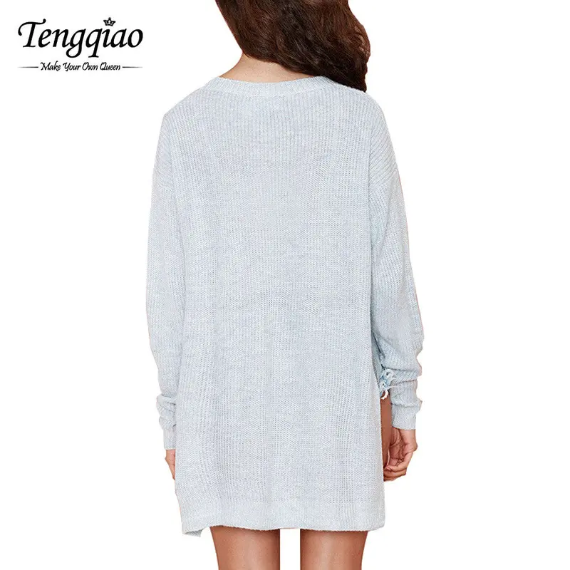 Thin Oversized Long Sweater Dress Open Side Split Sweaters And Pullovers Tops Xs-Xxl 4