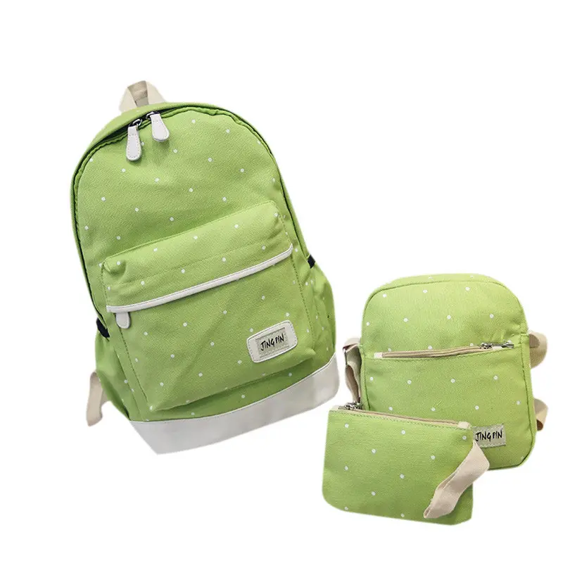 Three Bag Backpack+Shoulder Bag+Purse Women Backpack Dot Printing For Girls Satchel Bag School Backpacks 4