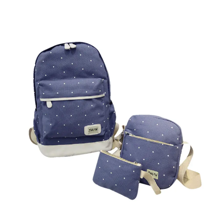 Three Bag Backpack+Shoulder Bag+Purse Women Backpack Dot Printing For Girls Satchel Bag School Backpacks 6