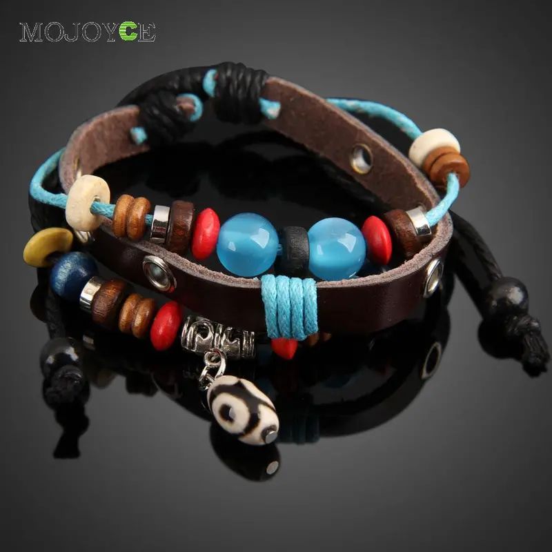 Three Eyes Beads Unisex Braid Bracelet Girl Boy String Band Bangle 1