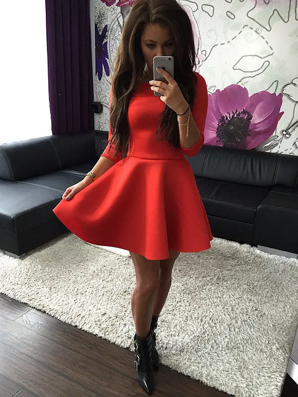 Three Quarter Sleeve Slim Ball Gown Pleated Mini Dress Women's Sexy High Waist Bodycon Mini Skater Dress Vestidos Gv250 9